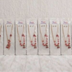 12 sets of cherry necklaces with stud earrings sets BUNDLE - NEW